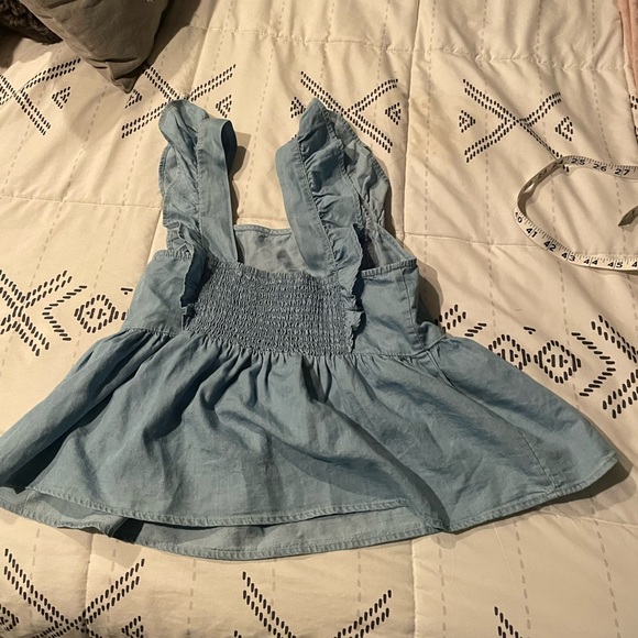 NWT Wallflower chambray peplum top with flutter‎ sleeves size M - Picture 3 of 6